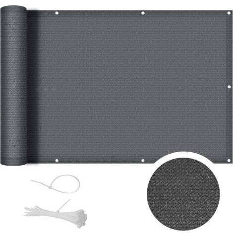BUNTHAUS 90x500cm Gris Brise Vue Balcon Cache Vue Balcon Protection UV Résistant aux pour Balcon Exterieur Terrasse Jardin et Serre Câble