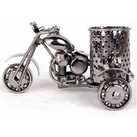 BUNTHAUS Accessoires de Rangement de Bureau Créatifs - Porte-Stylos en Métal Noir en Forme de Moto - Idée Cadeau Cool et Unique