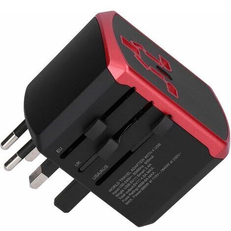 BUNTHAUS Adaptateur de voyage 100 V à 240 V – 4 ports USB – Matériau ignifuge – Charge intelligente – Fusibles doubles 8 A – Compact et portable