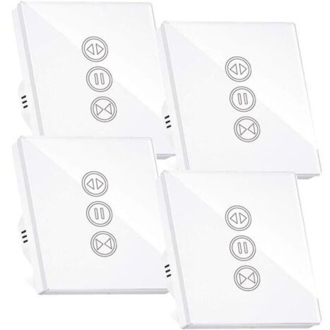 BUNTHAUS Aimoonsa – Interrupteur connecté pour volet roulant – Compatible Alexa et Google Home – Commande tactile rétroéclairée – Programmation via application – Lot de 4