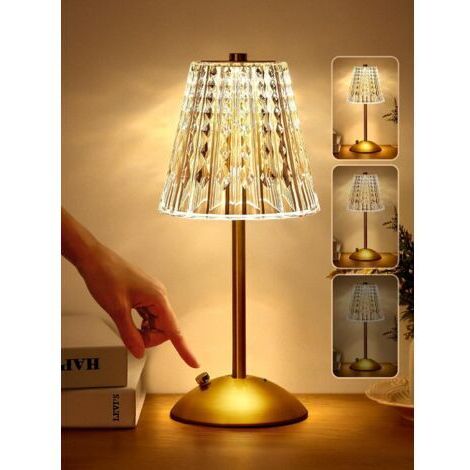 BUNTHAUS Aimoonsa – Lampe de chevet tactile en cristal – 3 couleurs dimmables – Rechargeable sans fil – Éclairage confortable pour chambre et salon