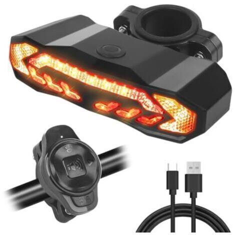 BUNTHAUS Alarme vélo 5 en 1 avec télécommande, système d'alarme vélo 110 dB avec sonnette, alarme vélo antivol rechargeable USB avec fonction de direction pour vélo, moto, cyclomoteur, scooter