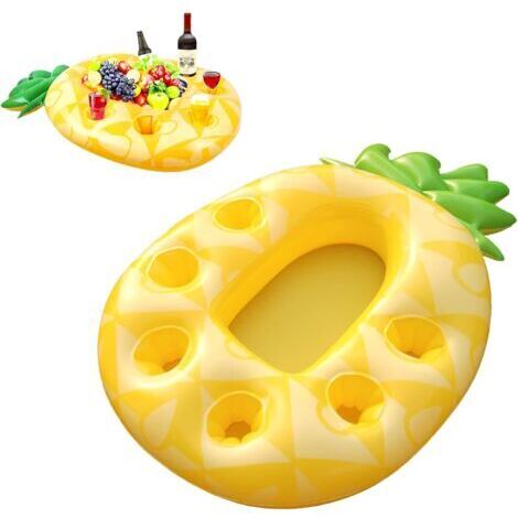 BUNTHAUS Ananas Porte Gobelet Gonflable, Porte-Boisson Gonflable Piscine, Ananas Plateau Gonflable, Grande Capacité 7 Compartiments, Porte Verre Piscine Flottante, Porte Gobelet Piscine