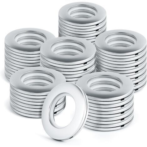 BUNTHAUS Anneaux Rideaux 40mm Plastique avec Œillets  32 Pièces Argenté pour Tringle Ronde/Rideau Fenêtre/Salle de Bain/Bricolage