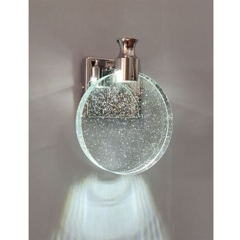 BUNTHAUS Applique Murale Cristal Ronde Argent, Lampe Murale LED Cristal Vintage, Applique Art Deco pour Salon, Chambre, Chevet, Escalier