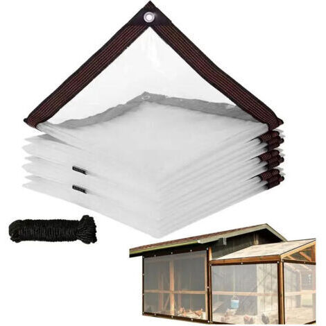 BUNTHAUS Bâche de protection transparente 2x2m – Imperméable en vinyle avec œillets – Pour chantiers, camping, protection des plantes et poulaillers