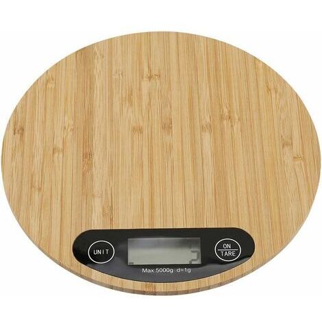 BUNTHAUS Balance de Cuisine en Bambou 5kg/1g Balance Alimentaire Numérique de Haute Précision