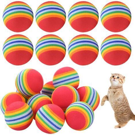 BUNTHAUS Balle Chat en Mousse, 20 Pcs Chat Jouets balles Boule d'arc-en-Ciel de Jouets de Chat Boule éponge en Mousse Souple pour Chiens et Chats pour Chiens Cat Play Exercise and Training
