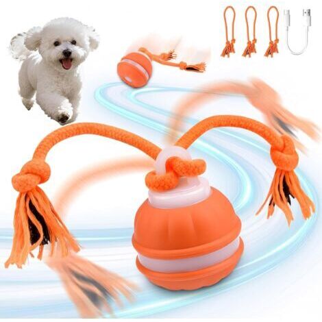 BUNTHAUS Balle Interactive Chien, Jouet interactif pour chiens Intelligent Rechargeable, Balle Pour Chien Qui Roule Toute Seule, 3 modes de jeu, pour chiens avec queue pour petits chiens et chiots (B)