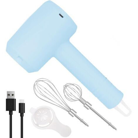 BUNTHAUS Batteur à Main Électrique, Sans Fil Portable Avec 3 Vitesses Rechargeables et 2 Fouets Amovibles pour la Cuisson, Batteur à œufs et Crème Milkshake (Bleu)