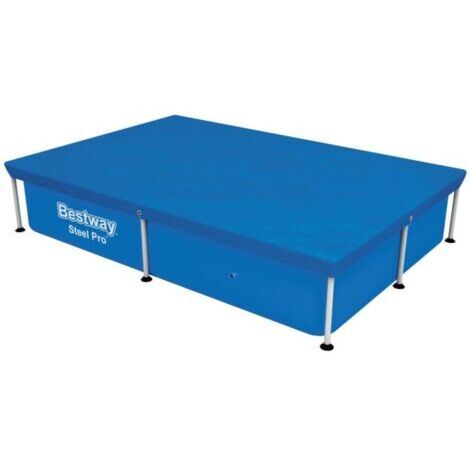BUNTHAUS Bestway 58103 Housse de Bain rectangulaire en Acier Flowclear pour piscines Professionnelles, adaptée aux piscines Professionnelles de 7 Pieds 3 Pouces, 221 x 150 x 43 cm