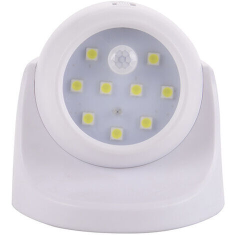 BUNTHAUS blanc Applique murale extérieure avec détecteur de mouvement Éclairage extérieur à LED de 1000 lumens Éclairage sans fil alimenté par batterie Rotation et inclinaison à 360 degrés