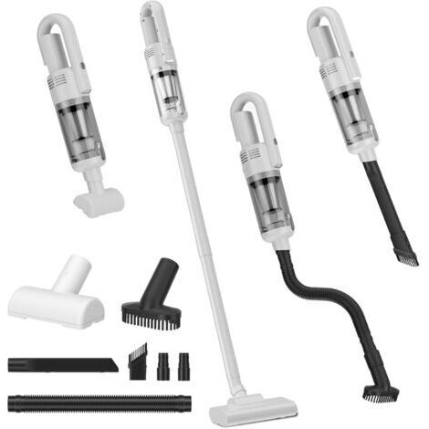 BUNTHAUS (Blanc) Aspirateur Balai sans Fil Puissant, 6 en 1 Aspirateur sans Fil Puissant,avec Tuyau Extensible 1m, Brosse Canapé, Lumière LED pour Poils d’Animaux Tapis Sols Durs et Voiture