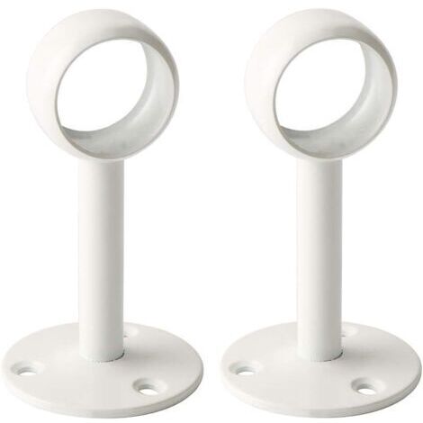 BUNTHAUS Blanc Brillant 2 Pcs Tringle Rideau Plafond en Acier Inoxydable, Support Tringle Penderie pour Tube de rond Ø 25 mm