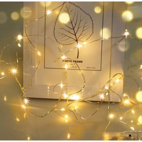 BUNTHAUS Blanc chaud Guirlande lumineuse LED, 5 m 50 LED Fil Micro Guirlande lumineuse Décoration de Noël Guirlande lumineuse à piles AA pour fête, jardin, Noël, Halloween Décoration, mariage
