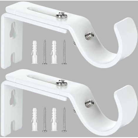 BUNTHAUS (Blanc) Support de Tringle à Rideau Réglable,2 Pcs Supports Murale Réglables,Support pour Tringle à Rideau,Compatible avec les tringles à rideau d'un diamètre maximal de 20mm25mm.