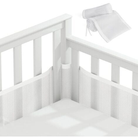 BUNTHAUS (Blanc) Tour de Lit Bébé Cabane, Tour de Lit pour Bébé Doublure en Maille 3D sans Danger pour la Circulation De L'air pour Lit Bébé Convient à Tous Les Types de Berceaux