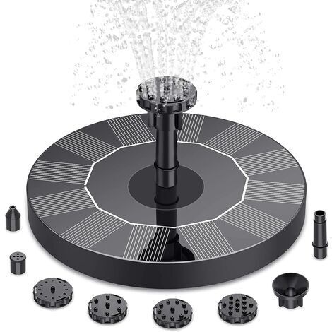 BUNTHAUS Bleosan – Fontaine solaire extérieure flottante 6 buses – Hauteur d'eau 30-40 cm – Panneau solaire 6V 1.0W – Pour jardins et étangs