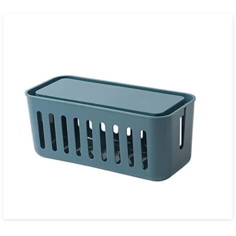 BUNTHAUS (Bleu) Boîte De Gestion De Câbles, Boîte De Rangement De Câbles, Organisateur De Câbles, Boîte De Câbles D'extension Pour Cacher les Fils, Bandes D'alimentation, Routeur Hub USB Pour Bureau
