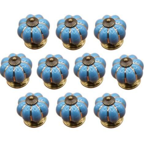 BUNTHAUS (Bleu)10 Pcs Boutons de tiroir en céramique bouton de meuble pour tiroirs et placards de cuisine