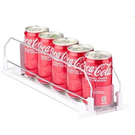 BUNTHAUS Boisson Canettes Organiseurs, Organisateur Canette de Soda Boisson, Glissière de Poussoir de Boissons, pour Réfrigérateur, Débarras, Placards, etc, Blanc