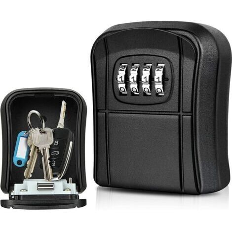 BUNTHAUS Boite à Clé Sécurisée Mural Mini Coffre à Clés Extérieur Boîte à Clef avec Code Numérique à 4 Chiffres Réinitialisable Étanche Boitier Clef pour Maison École Bureau Usine Garage (1pcs/Noir),S