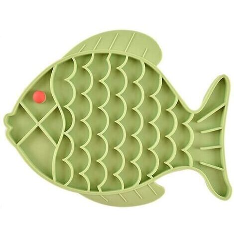 BUNTHAUS Bol en silicone anti-gluant pour chiens et chats - Slow Feed Fish Green
