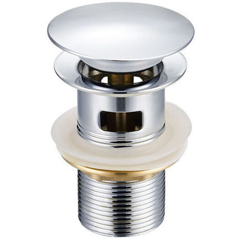 BUNTHAUS Bonde de lavabo-avec trou de trop-plein-Couvercle en acier inoxydable, corps en acier inoxydable, écrou en cuivre, mouvement en cuivre