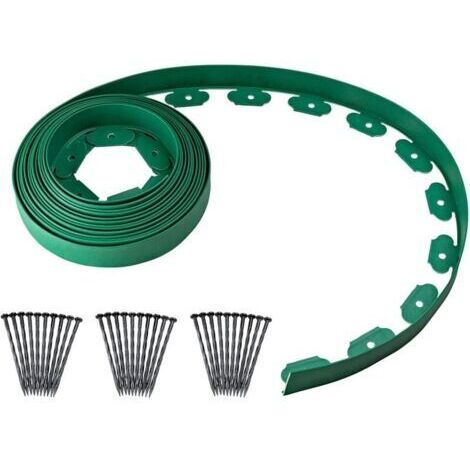 BUNTHAUS Bordure de Jardin Flexible, Bordure Jardin Plastique, Bordure de Pelouse flexible en PE avec 30 Piquets, Longueur 10 m, Vert