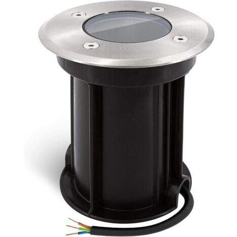 BUNTHAUS Boru Spot encastrable au sol rond pour GU10 - Aspect brossé - Câble IP67 préinstallé,Ø 110mm 130mm(Ampoule non incluse)