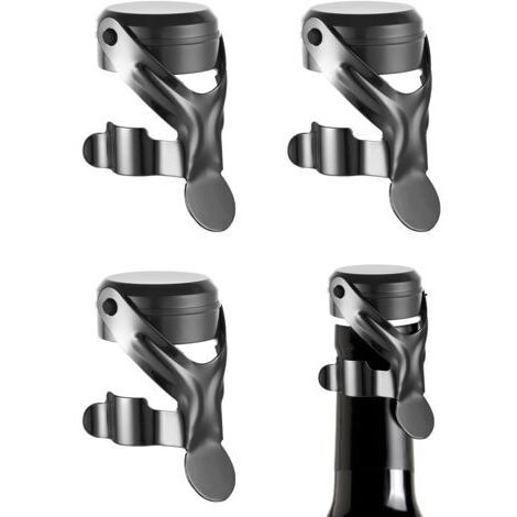 BUNTHAUS Bouchon Champagne Acier Inoxydable, Lot de 4 Garde Bulles Bouchon Bouteille Vin, Bouchon vin Silicone, Bouchon Bouteille Champagne, Bouchons à Champagne Réutilisable - Garde les Bulles