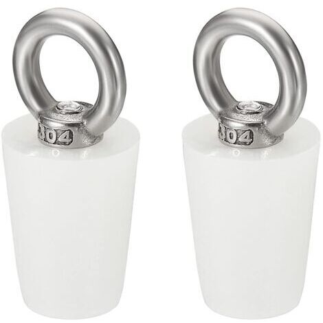 BUNTHAUS Bouchon Conique Bouchon en Caoutchouc de Silicone 14mm à 19mm Bouchon de Baignoire Solide avec Anneau pour Tubes à Essai, Conduite d'Eau, Trou de Drainage, Blanc 2 Pièces