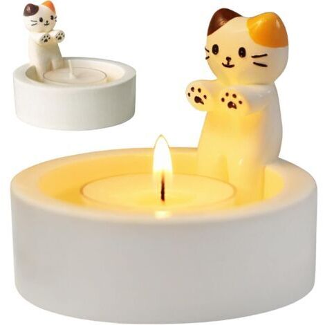 BUNTHAUS Bougie Chat, Joli Chat Bougie, Bougeoir Patte Chauffée Chat Drôle, Bougeoir Décoratif Maison, Cadeaux de Décoration pour Chats pour Les Amoureux des Chats
