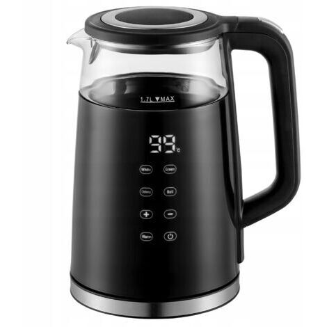 BUNTHAUS Bouilloire Électrique 1,7L avec Écran Tactile 2200W en Verre et Inox 4 Programmes, Température Réglable 40-100°C Maintien au Chaud