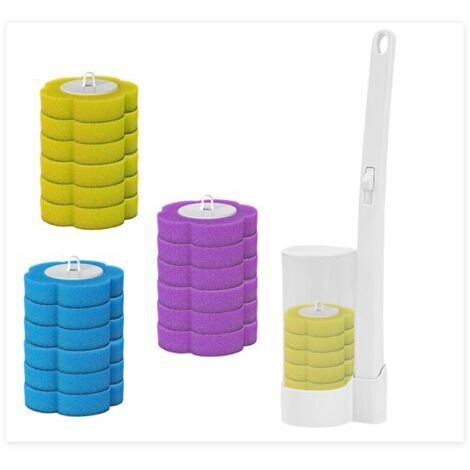 BUNTHAUS Brosse De Nettoyage des Toilettes,Ensemble De Brosses De Toilette Mural,Équipé De 18 Têtes De Brosse,De Brosse à Nettoyage sans Contact Économise De l'espace