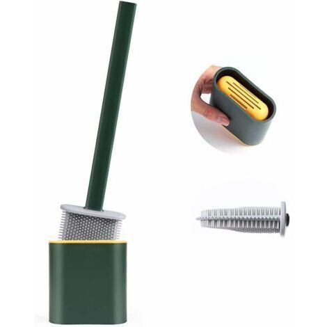 BUNTHAUS Brosse WC, Brosse de Toilette, Brosse WC Silicone, Balayette Suspendue, WC Brush, Long avec Support Hygiénique avec Base de Filtre à Eau et à Séchage Rapide (Vert)