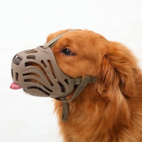 BUNTHAUS (Brun, L) Museliere pour Chien, Muselière en Silicone Souple Contre Les Morsures, Les Aboiements et Les Mâchonnements, Design Respirant, Adaptée au Dressage des Grands Chiens Agressifs