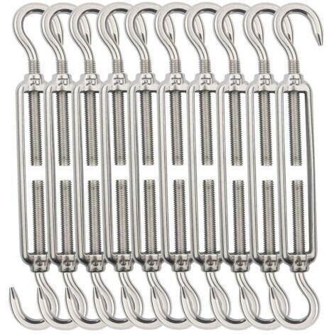BUNTHAUS Cable Tendeur fil de fer,M5 Tendeurs de Fil,Tendeur de Cable Crochet et Crochet,Tendeurs de Cable en acier inoxydable 304 -10 Pièces