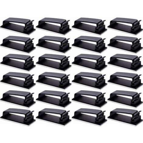 BUNTHAUS Cache Cable,24 PCS Cable Management Autoadhésif 3M Organisateur de Câbles Attache Cable pour TV Mural PC Bureau à Domicile Noir