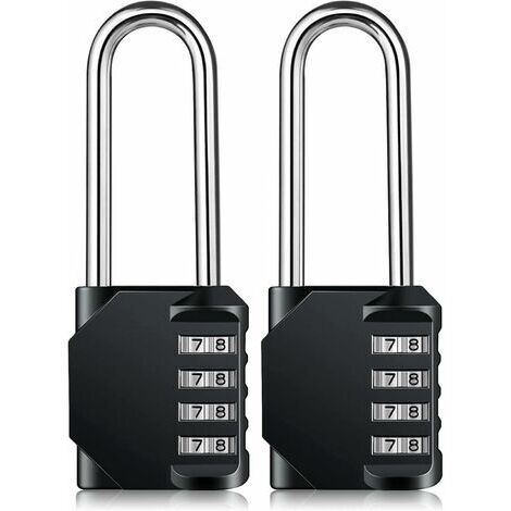 BUNTHAUS Cadenas à combinaison robuste – Cadenas résistant aux intempéries, verrou réinitialisable, anse de 6,3 cm de long en alliage de zinc à 4 chiffres, 2Pcs