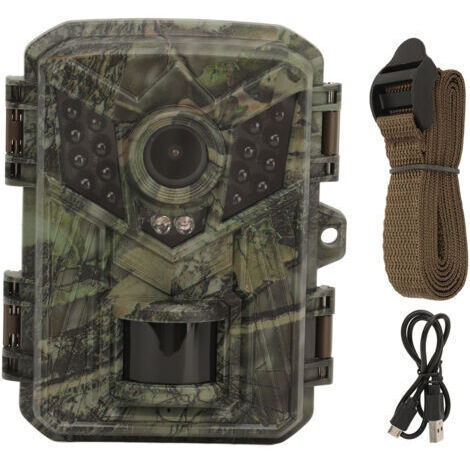 BUNTHAUS Caméra de chasse 1080P HD IP66 étanche avec capteur PIR, détection de mouvement, vision nocturne infrarouge et écran couleur 2 pouces pour la surveillance de la faune
