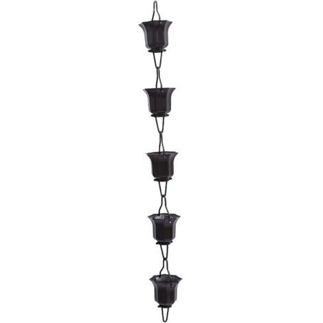 BUNTHAUS Chaîne De Pluie Décorative Lotus Cups 1 m pour Jardin Extérieur, Tasse en Alliage, Chaîne De Gouttière Japonaise Fonctionnelle Et Sonore