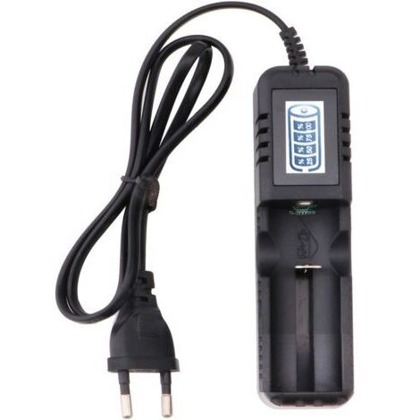 BUNTHAUS Chargeur de Batterie Rechargeable Universel à Chargement 1 Slot Chargeur de Batterie au Lithium pour 26650 18650 ABS