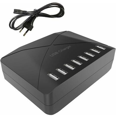 BUNTHAUS Chargeur USB 40 W, multi-USB à 8 ports, hub de charge avec détection intelligente, station de charge USB multi-ports, pour smartphones, tablettes et autres appareils