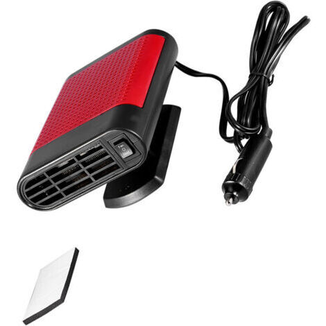 BUNTHAUS Chauffage électrique portable pour vitres de voiture 12 V, ventilateur, dégivreur, désembueur (rouge)