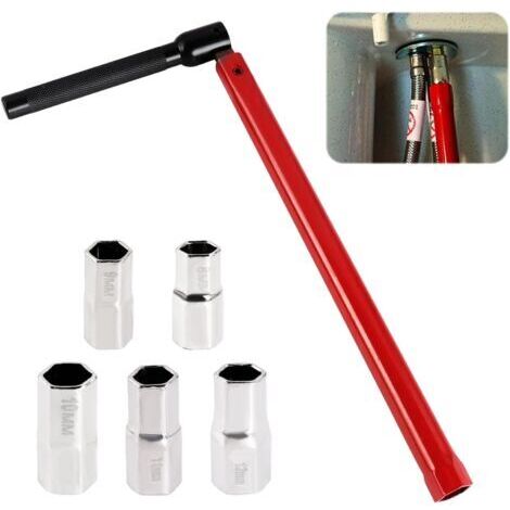 BUNTHAUS Clé Robinet Jeu de Clés à Écrou de Robinet sur Pied sur Pied Outil 813 mm pour Installations Plomberie Robinets d'Évier