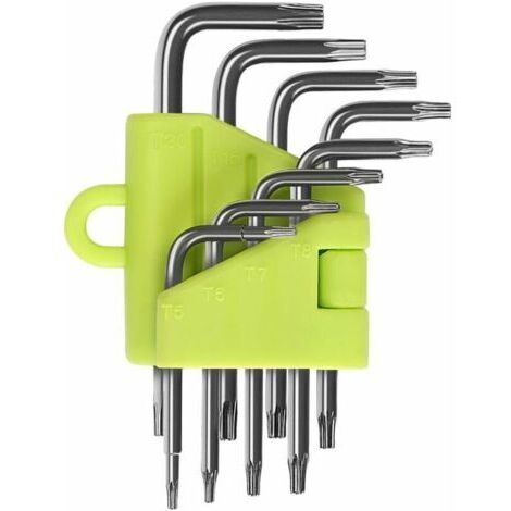 BUNTHAUS Clés Torx Coudée, Kit de 8 Pièces Clés Allen Torx, Tournevis Etoile T5 T6 T7 T8 T9 T10 T15 T20, Ensembles de Clés Outillage à Main Clés Hexagonales Torx