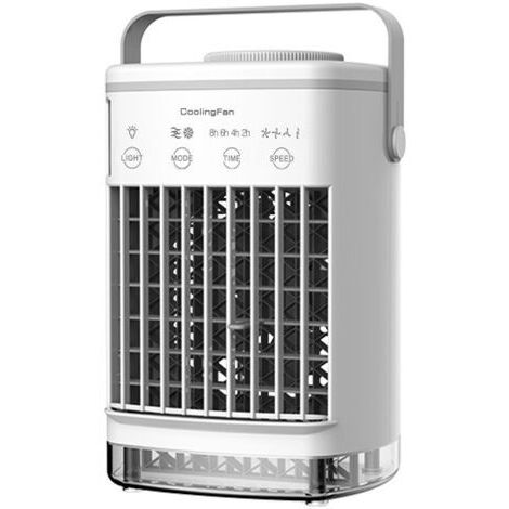 BUNTHAUS Climatiseur portable, réservoir d'eau de 700 ml, 4 vitesses de ventilation, 7 LED, mini climatiseur personnel, rafraîchisseur d'air portable pour chambre/bureau