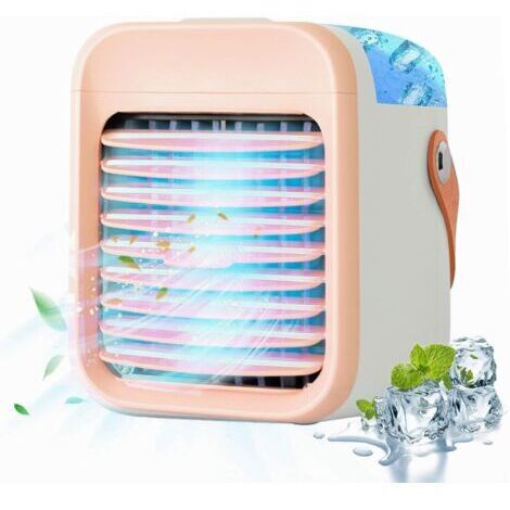 BUNTHAUS Climatiseur Portable,mini refroidisseur d'air portable 5 en 1,humidificateur,purificateur d'air,veilleuse,vaporisateur d'arômes,pour la maison,le bureau,en plein air(ROSA) [Classe énergétique