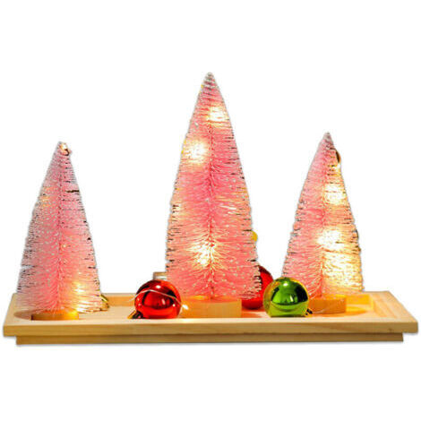 BUNTHAUS Coffret cadeau de Noël avec lumières, ensemble de décorations pour sapin de Noël, décorations de fenêtre (ensemble rose)